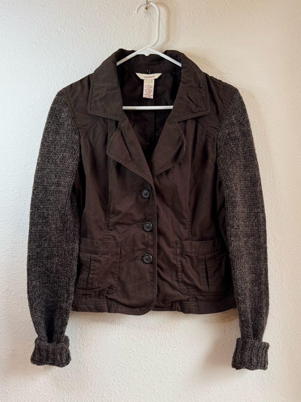 SUNDANCE Knit Sleeve Canvas Jacket